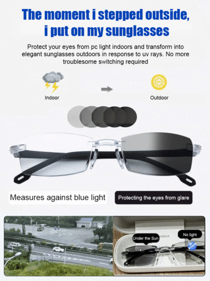 Color-changing anti-blue light reading glasses
