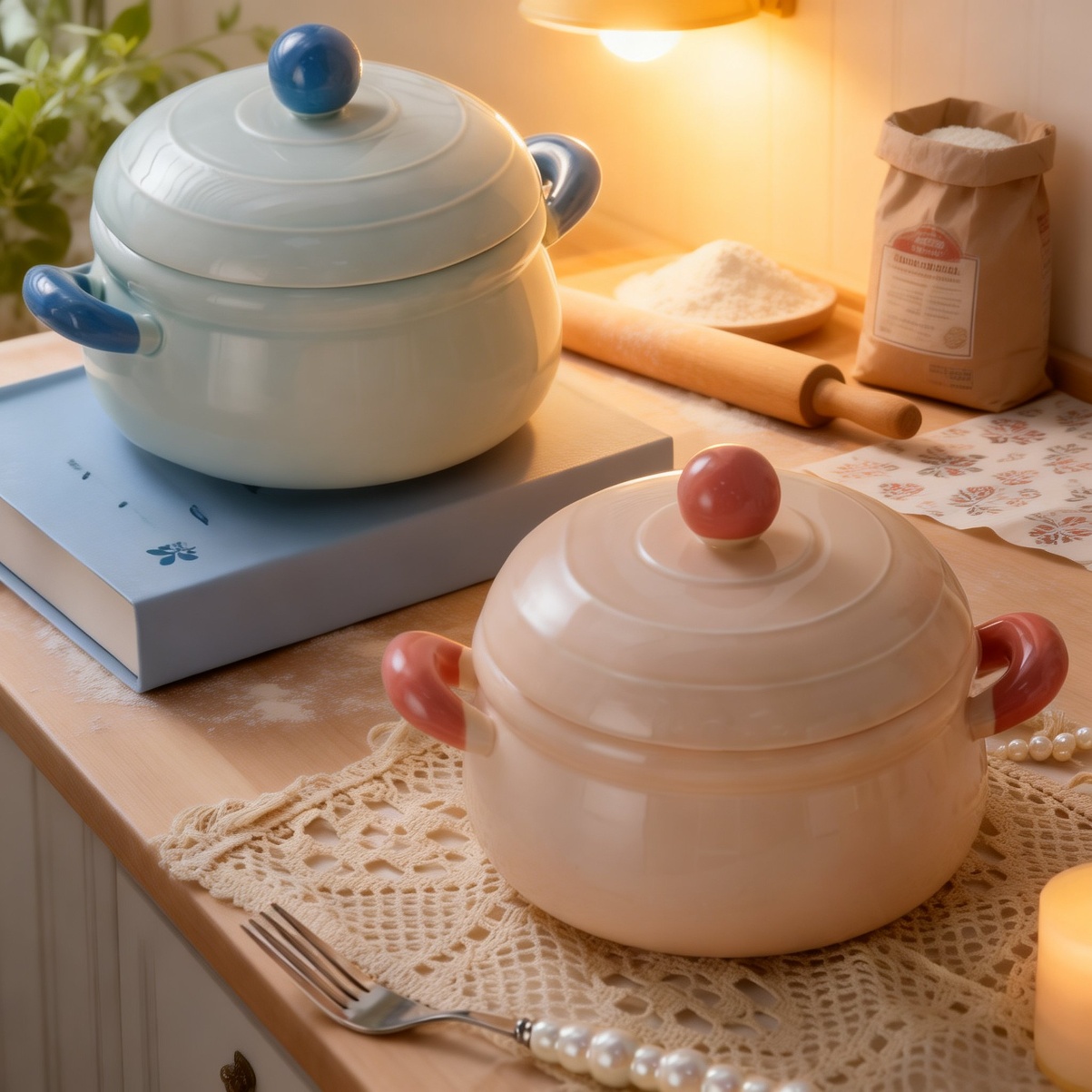 High-End Niche Girls Ceramic Bowl with Lid, Instant Noodle Ramen Bowl