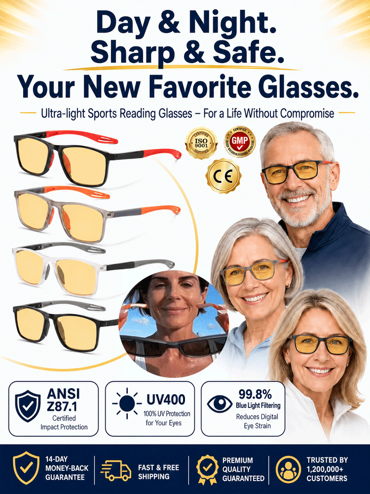 【Can be used day and night】Ultra-light sports-style night reading glasses