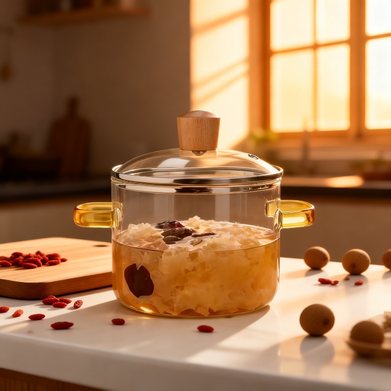 Small glass pot for quick noodle cooking