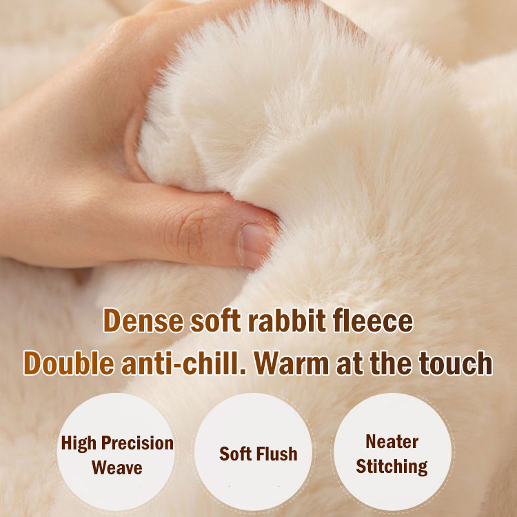 Thick rabbit plush sofa cushion
