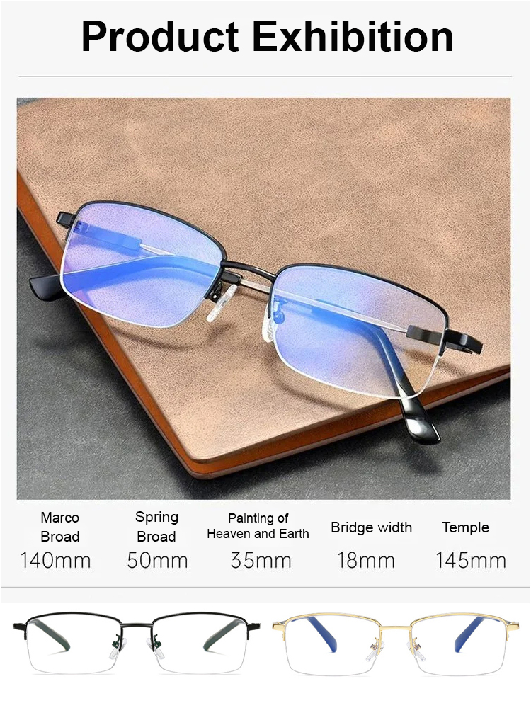 Titanium-framed professional reading glasses for both near and far vision