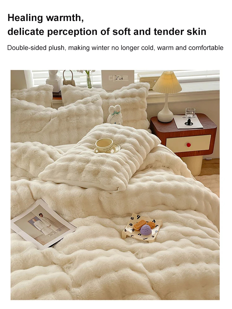 Rabbit wool velvet double face velour blanket