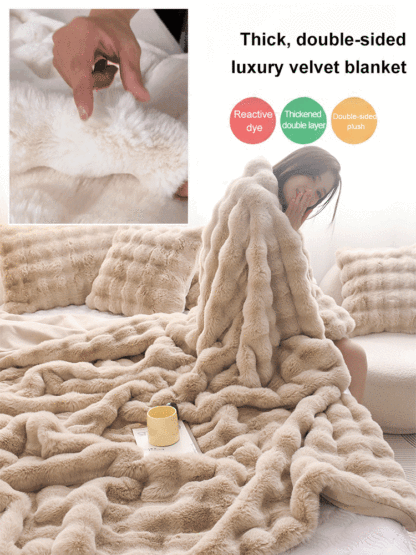 Rabbit wool velvet double face velour blanket