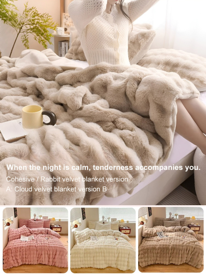 Rabbit wool velvet double face velour blanket