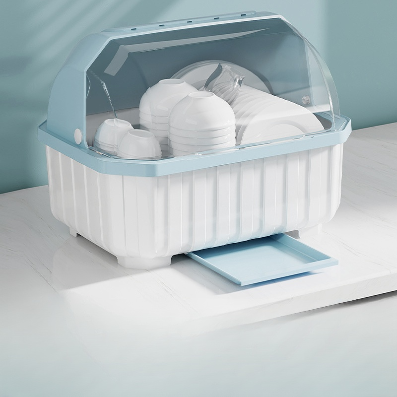 Bowl and Chopsticks Dish Drain Rack with Lid Kitchen Tableware Storage Box