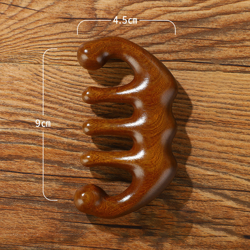 Gold wire five-tooth large ball massage comb