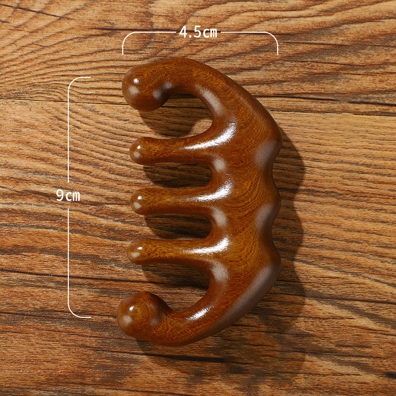 Gold wire five-tooth large ball massage comb