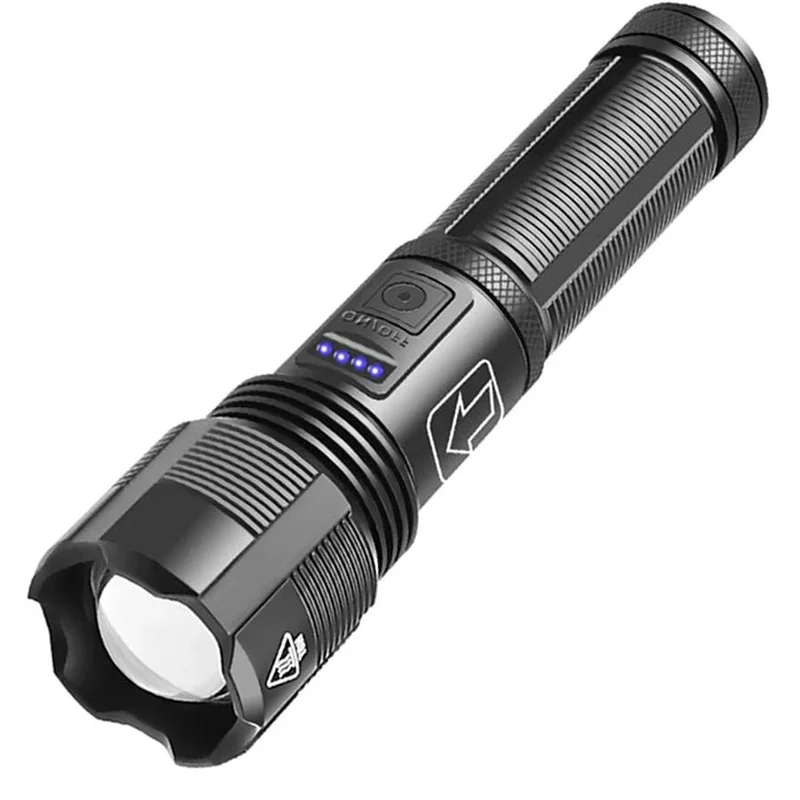 Telescopic zoom power display strong light flashlight
