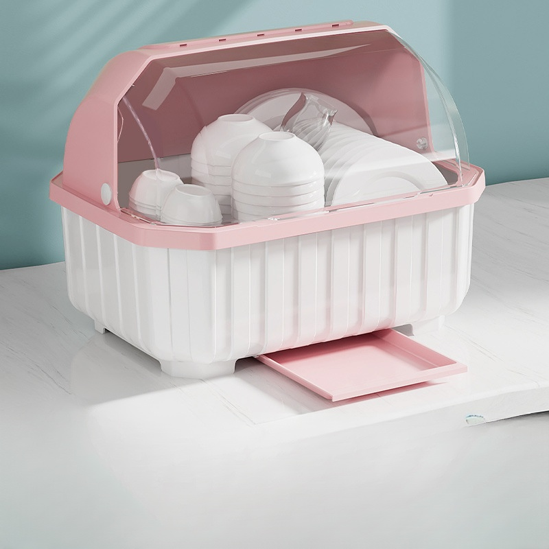 Bowl and Chopsticks Dish Drain Rack with Lid Kitchen Tableware Storage Box