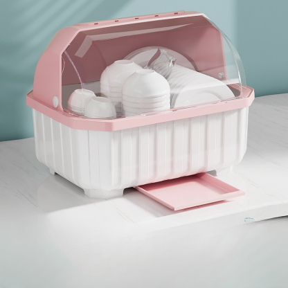 Bowl and Chopsticks Dish Drain Rack with Lid Kitchen Tableware Storage Box