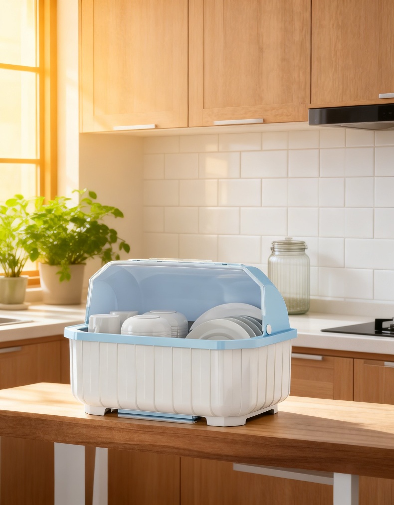 Kitchen cupboard storage box for bowls, plates, and tableware