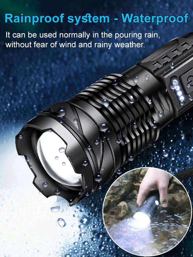 Telescopic zoom power display strong light flashlight
