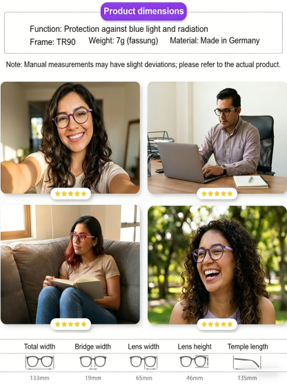 Japanese anti-fatigue blue light glasses