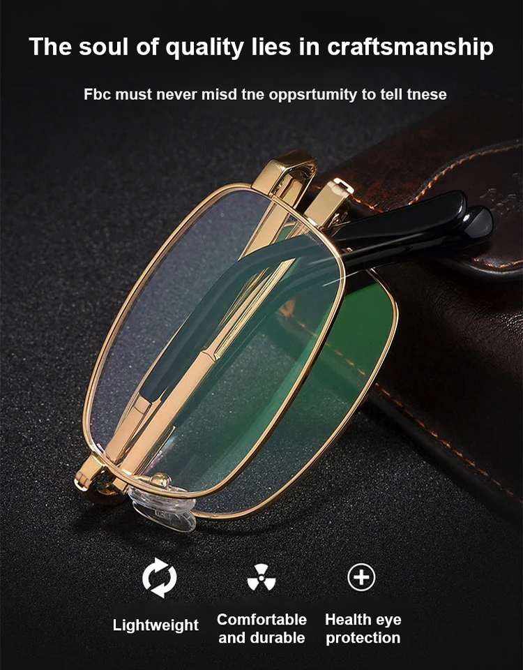 Auto-zoom folding anti-blue light reading glasses