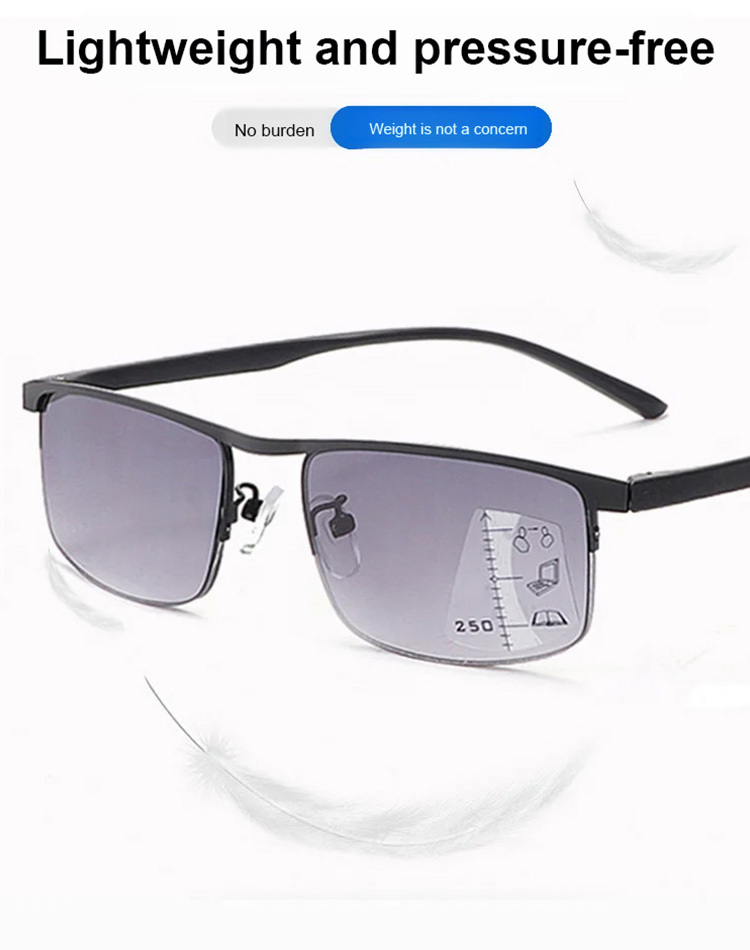 Automatic zoom progressive multi-focal dual-purpose sun glasses