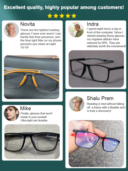 Ultraleichte, bequeme Lesebrille mit Blaulichtfilter