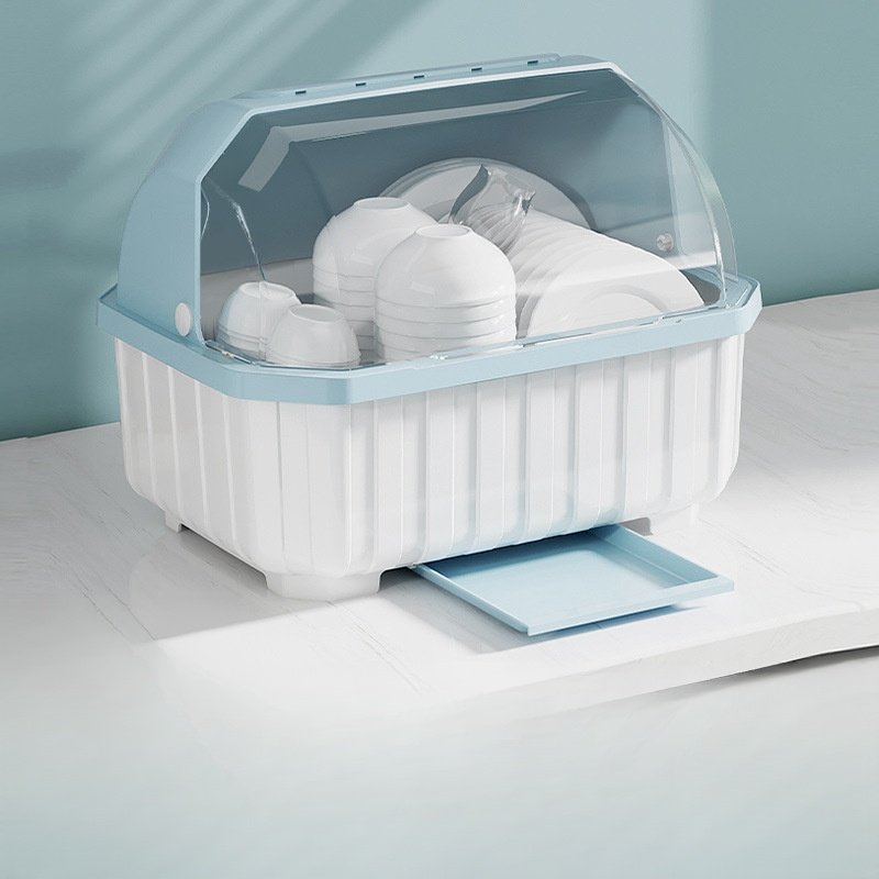 Bowl and Chopsticks Dish Drain Rack with Lid Kitchen Tableware Storage Box