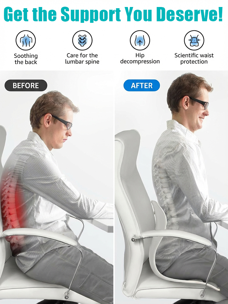 Foldable Lumbar Support and Backrest Integrated Seat Cushion for Correcting Posture