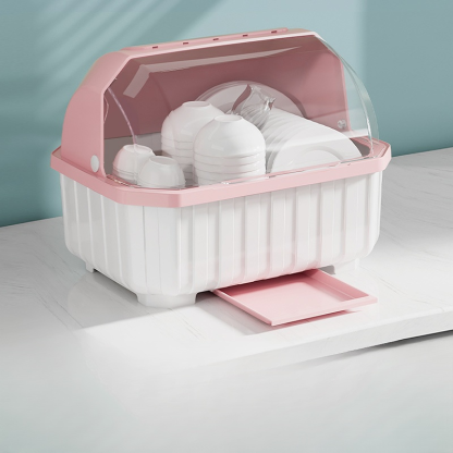 Bowl and Chopsticks Dish Drain Rack with Lid Kitchen Tableware Storage Box