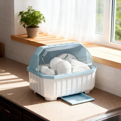 Bowl and Chopsticks Dish Drain Rack with Lid Kitchen Tableware Storage Box