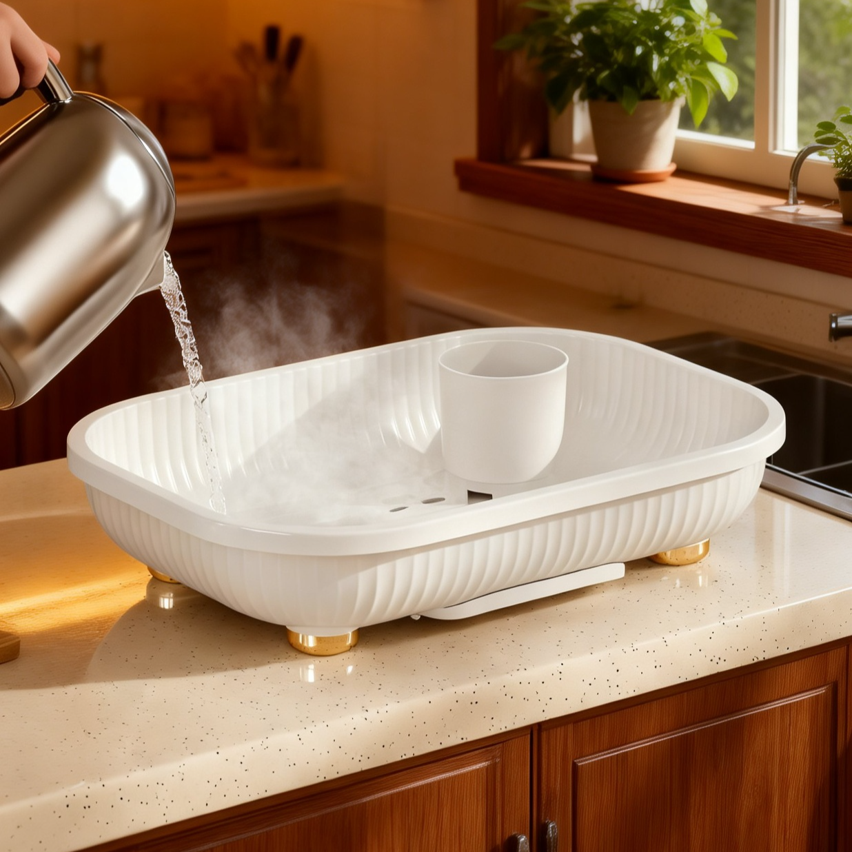 Multipurpose Lidded Kitchen Utensil Storage Draining Box