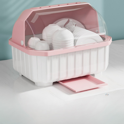 Bowl and Chopsticks Dish Drain Rack with Lid Kitchen Tableware Storage Box