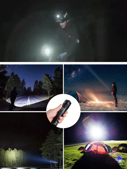 Telescopic zoom power display strong light flashlight