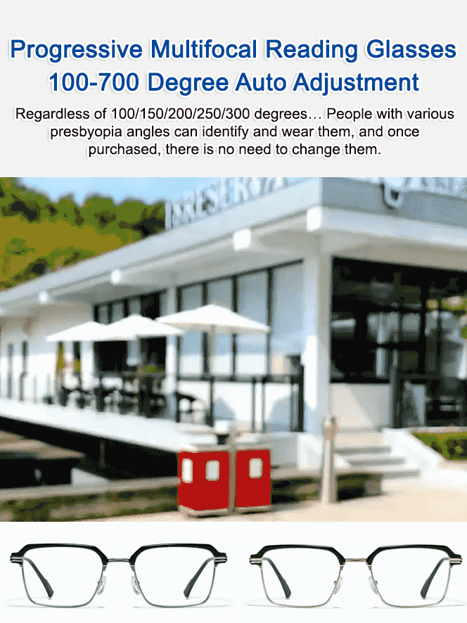 Automatic zoom light-sensitive color-changing blue light blocking reading glasses