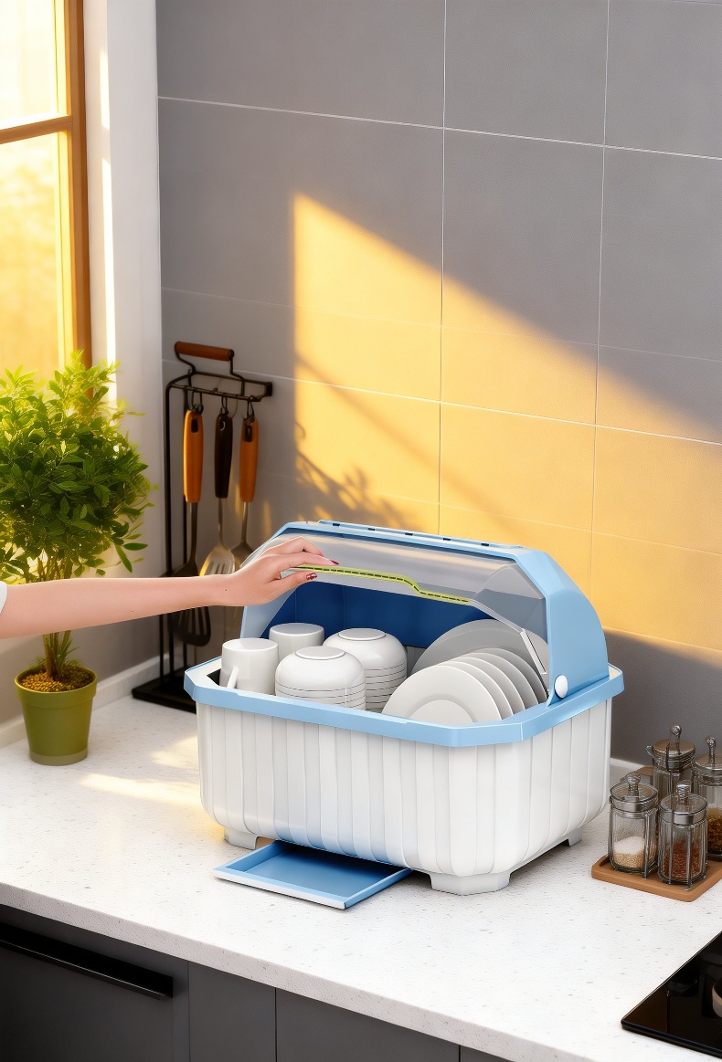 Multifunctional bowl and chopsticks dish drain rack with lid