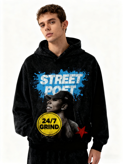 Sopula Vintage Saint Call Me If You Need Love Graphic Washed Oversized Hoodie