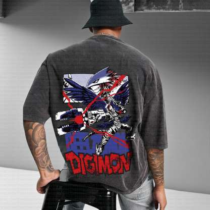 Unisex Anime Inspired Vintage Washed T-Shirt丨Digimon