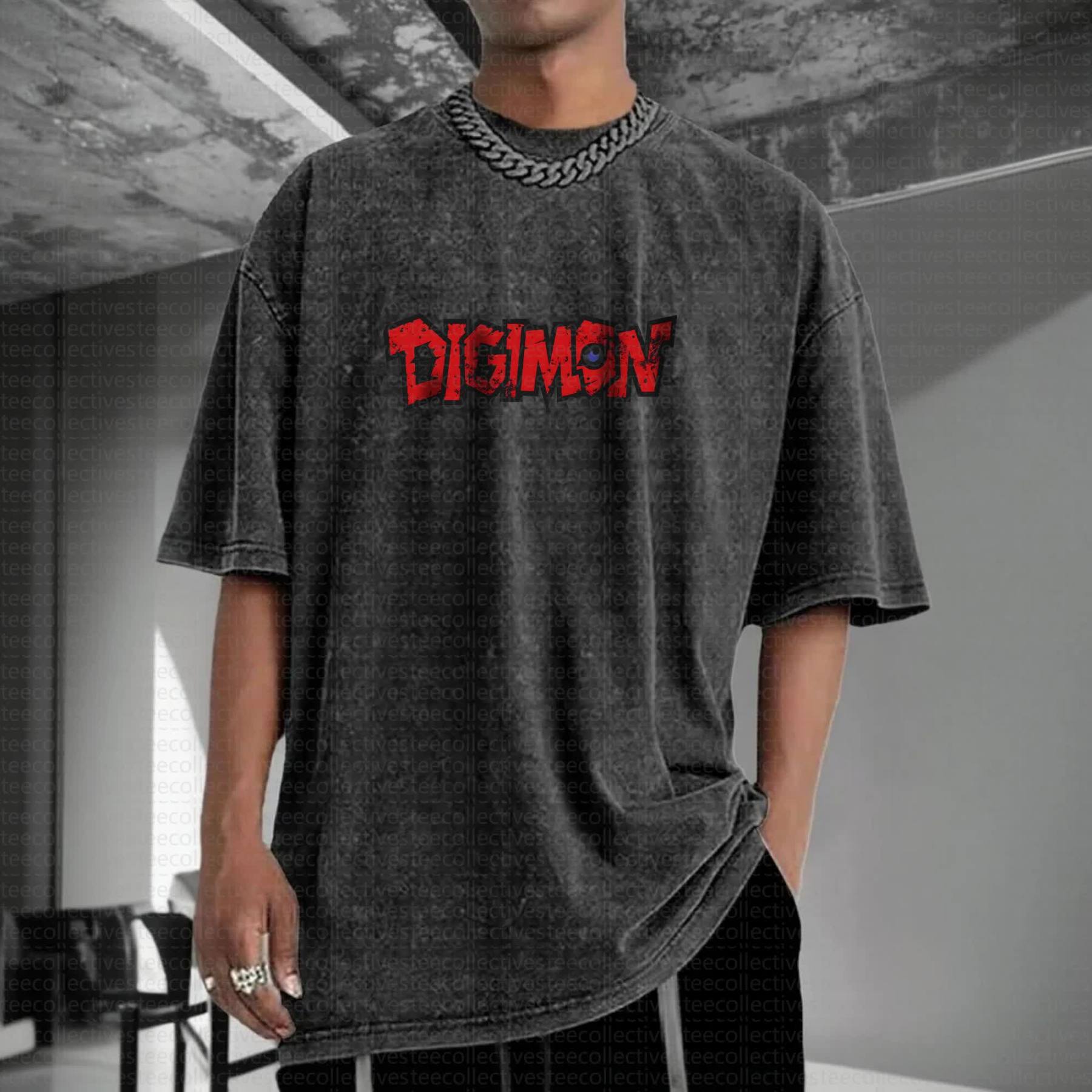 Unisex Anime Inspired Vintage Washed T-Shirt丨Digimon