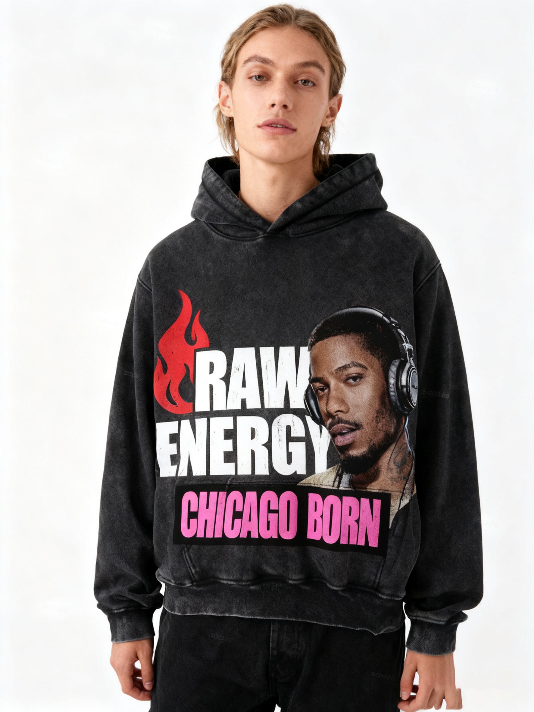 Sopula Vintage Saint Call Me If You Need Love Graphic Washed Oversized