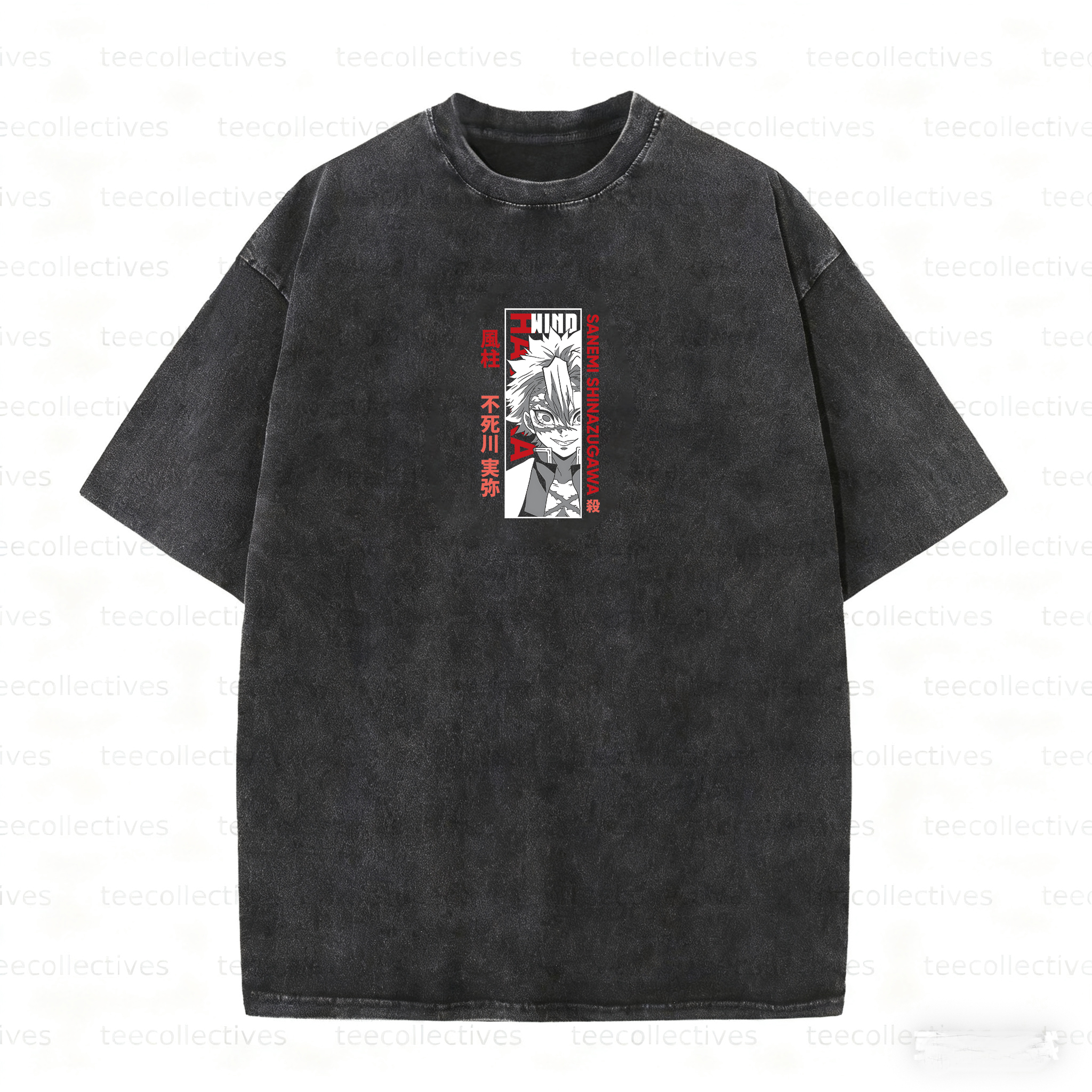 Sanemi Shinazugawa Vintage 3D Direct Inkjet Printed Washed Unisex T-Shirt