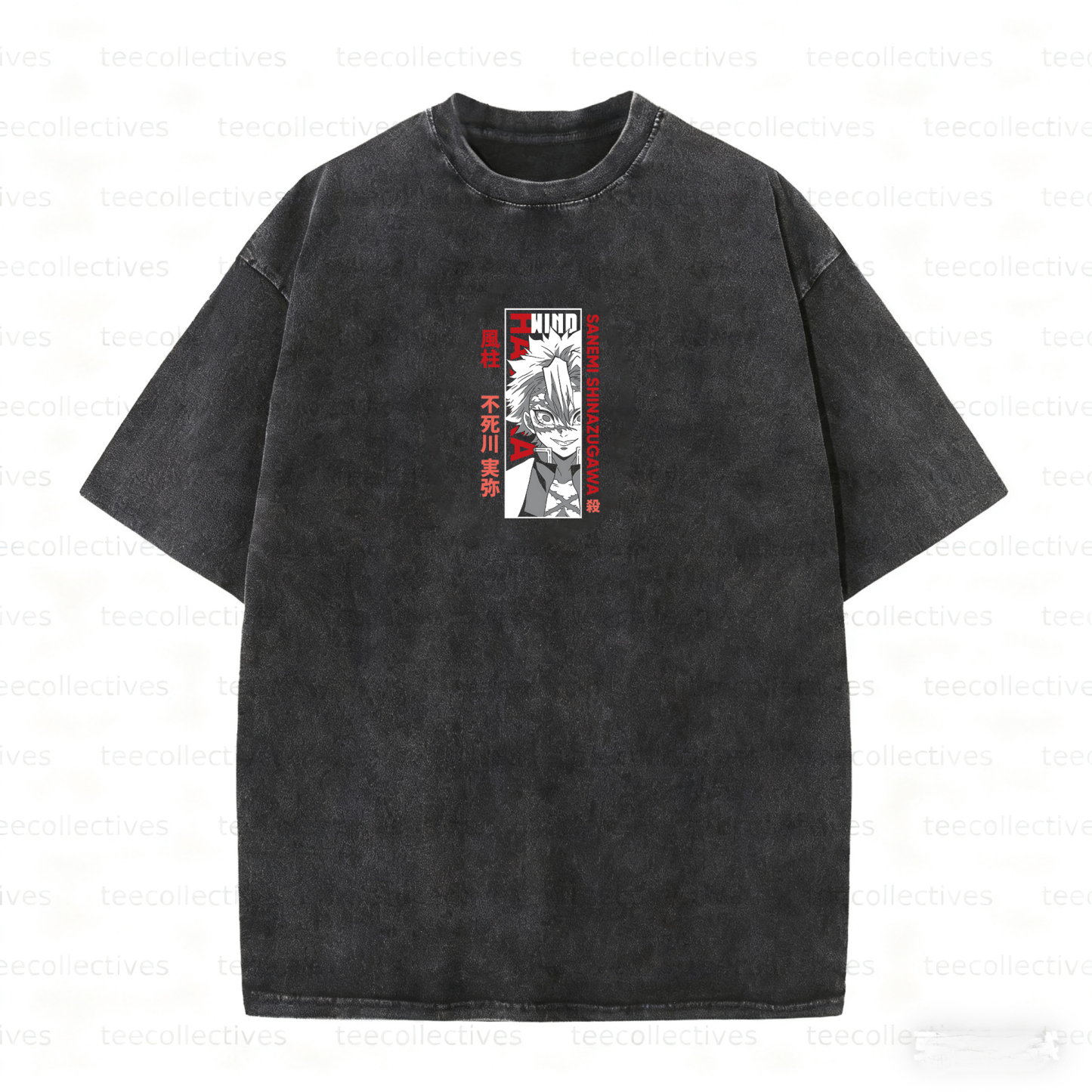 Sanemi Shinazugawa Vintage 3D Direct Inkjet Printed Washed Unisex T-Shirt