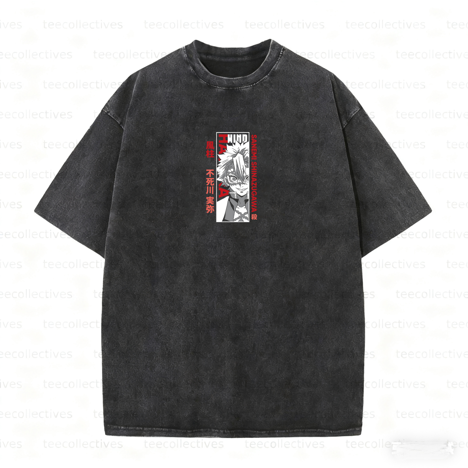 Sanemi Shinazugawa Vintage 3D Direct Inkjet Printed Washed Unisex T-Shirt