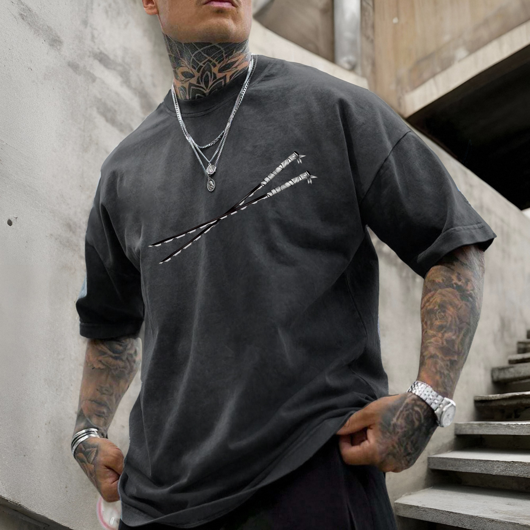 Inosuke Vintage 3D Direct Inkjet Printed Washed Unisex T-Shirt