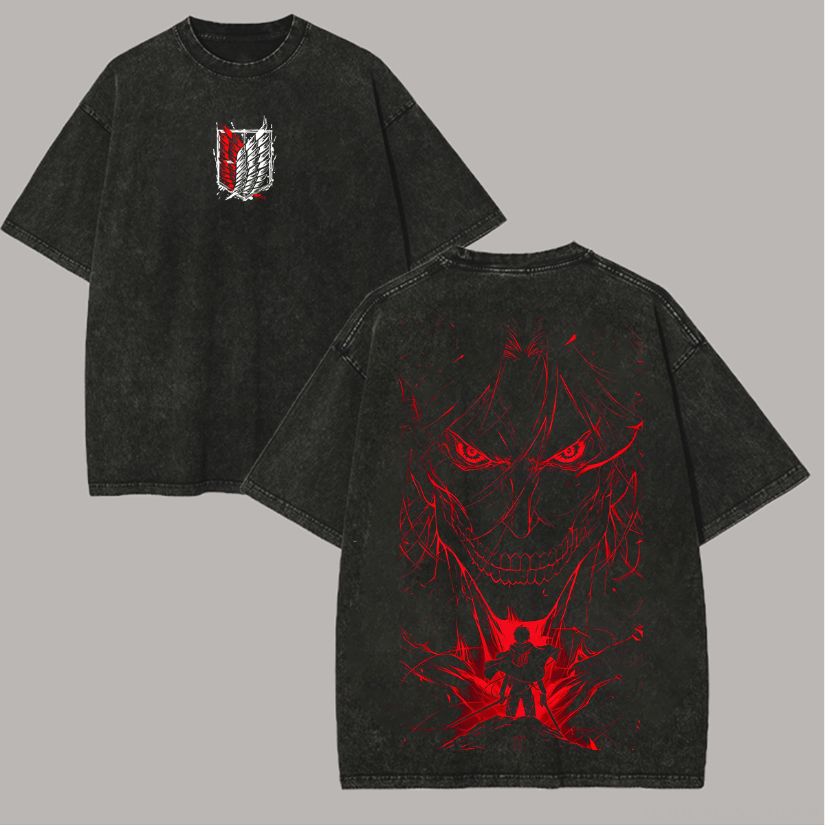 Attack On Titan 3D direct injection Printed Unisex Washed T-Shirt