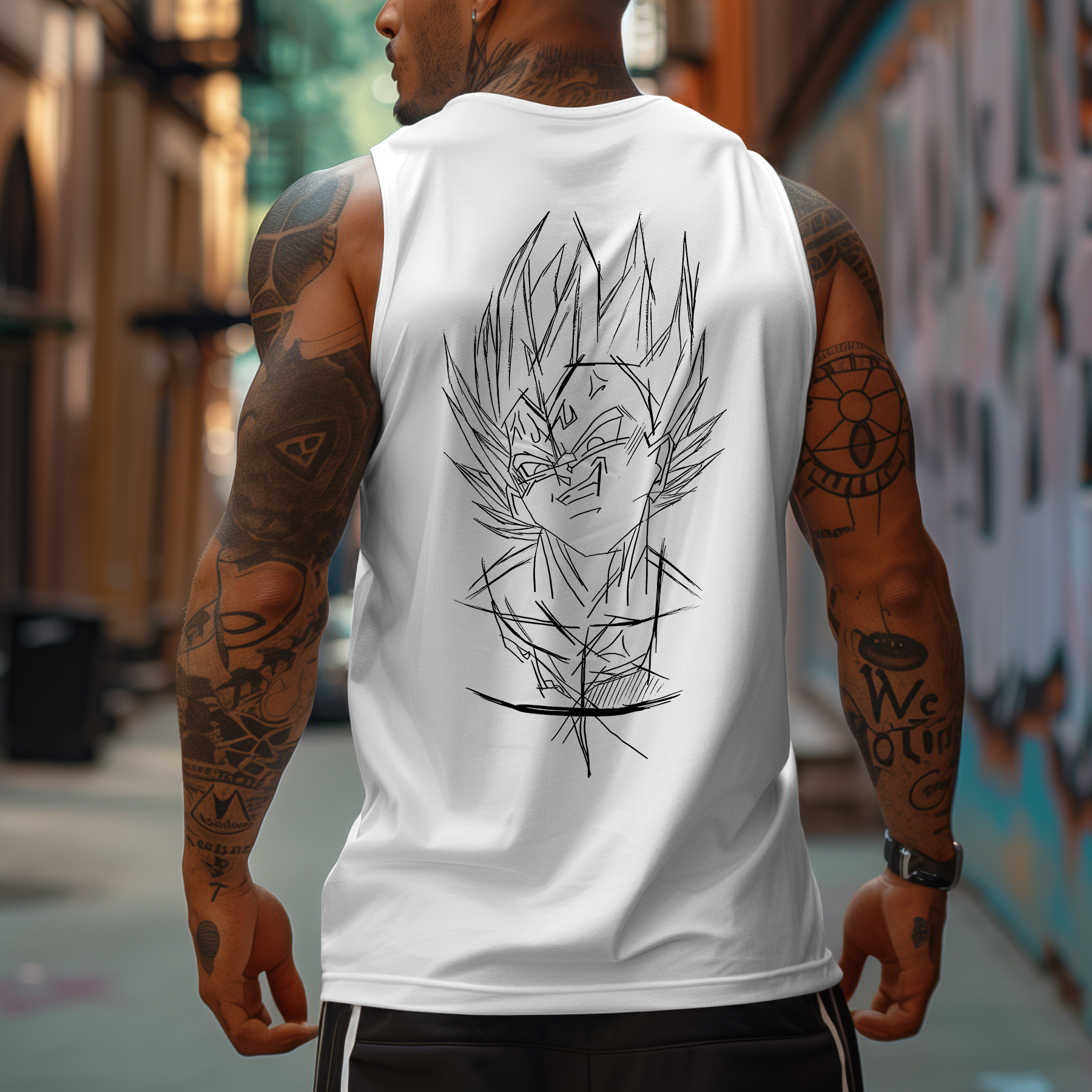 Oversized Anime Graphic Design Printed Tank Top