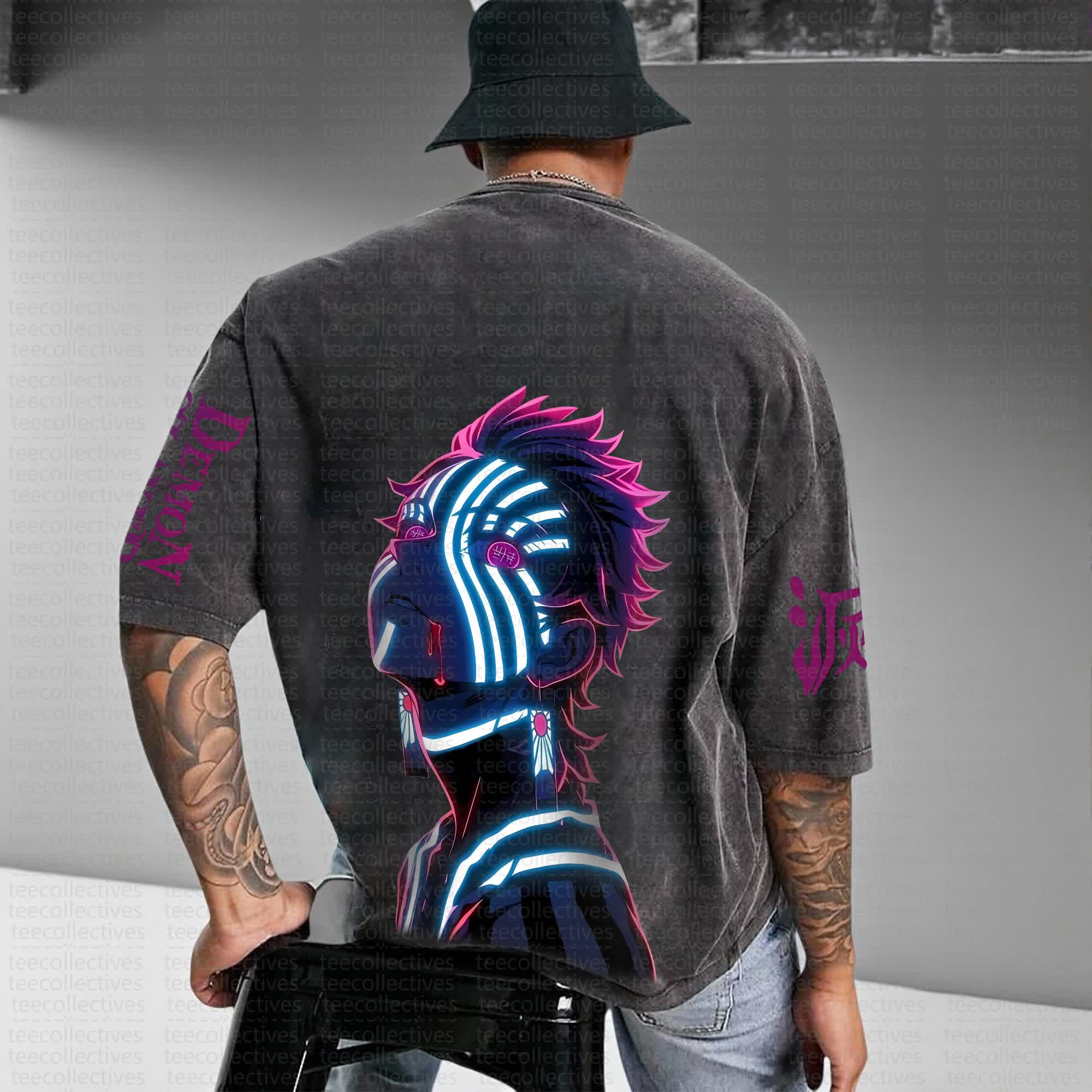 Unisex Anime Inspired Vintage Washed T-Shirt丨Demon Slayer