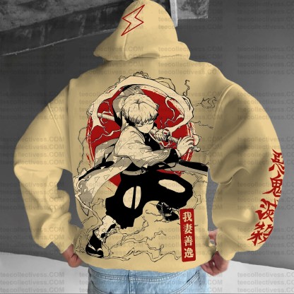 Plus Velvet Unisex Anime Graphic Streetwear Vintage Hoodie