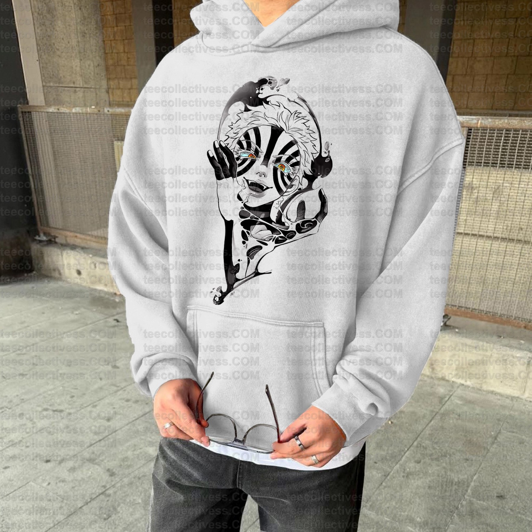 Vintage 3D Direct Inkjet Printed Washed Unisex Plush Hoodie