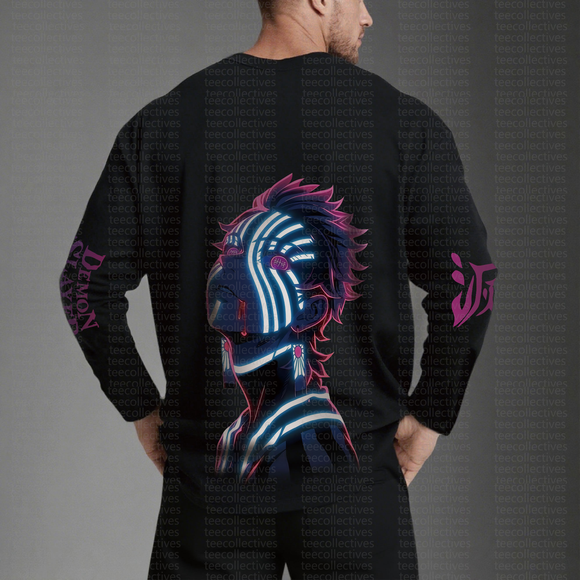 Unisex “Demon Slayer” Anime Graphic Streetwear Vintage Long-Sleeved T-shirt