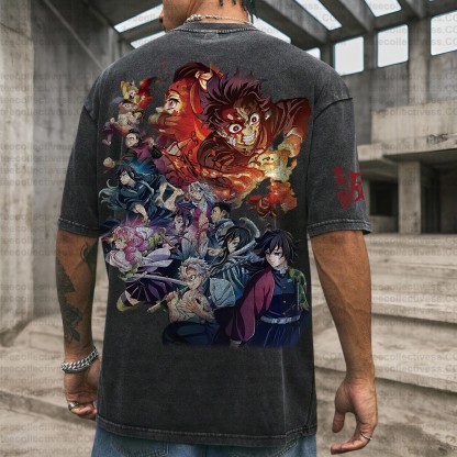 Vintage 3D Direct Inkjet Printed Washed Unisex T-Shirt