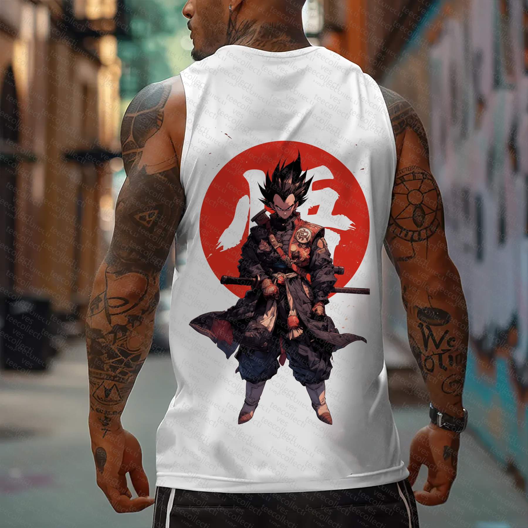 Oversized Anime Print Gym Tank Top