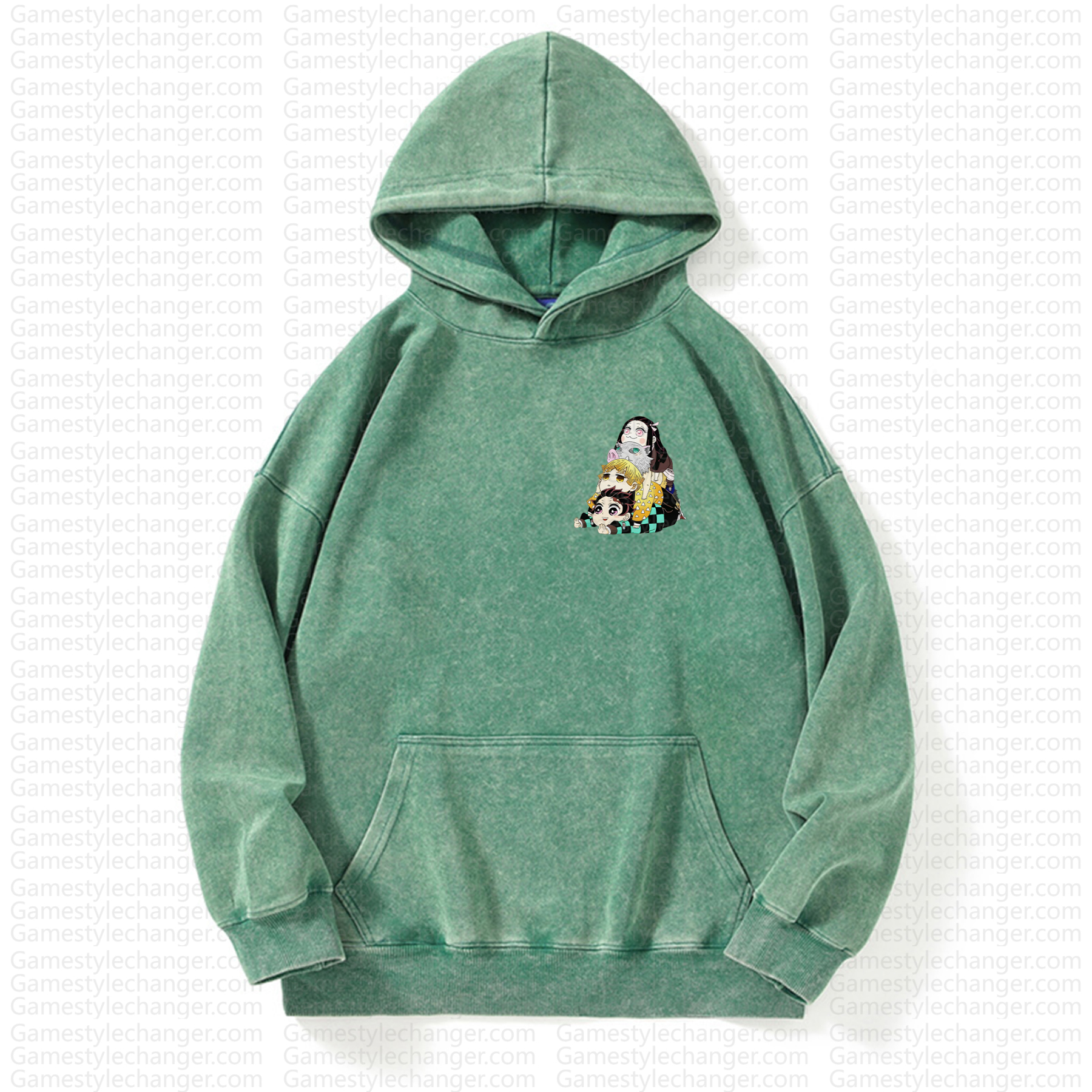 Unisex Anime Graphic Streetwear Vintage Washed Hoodie