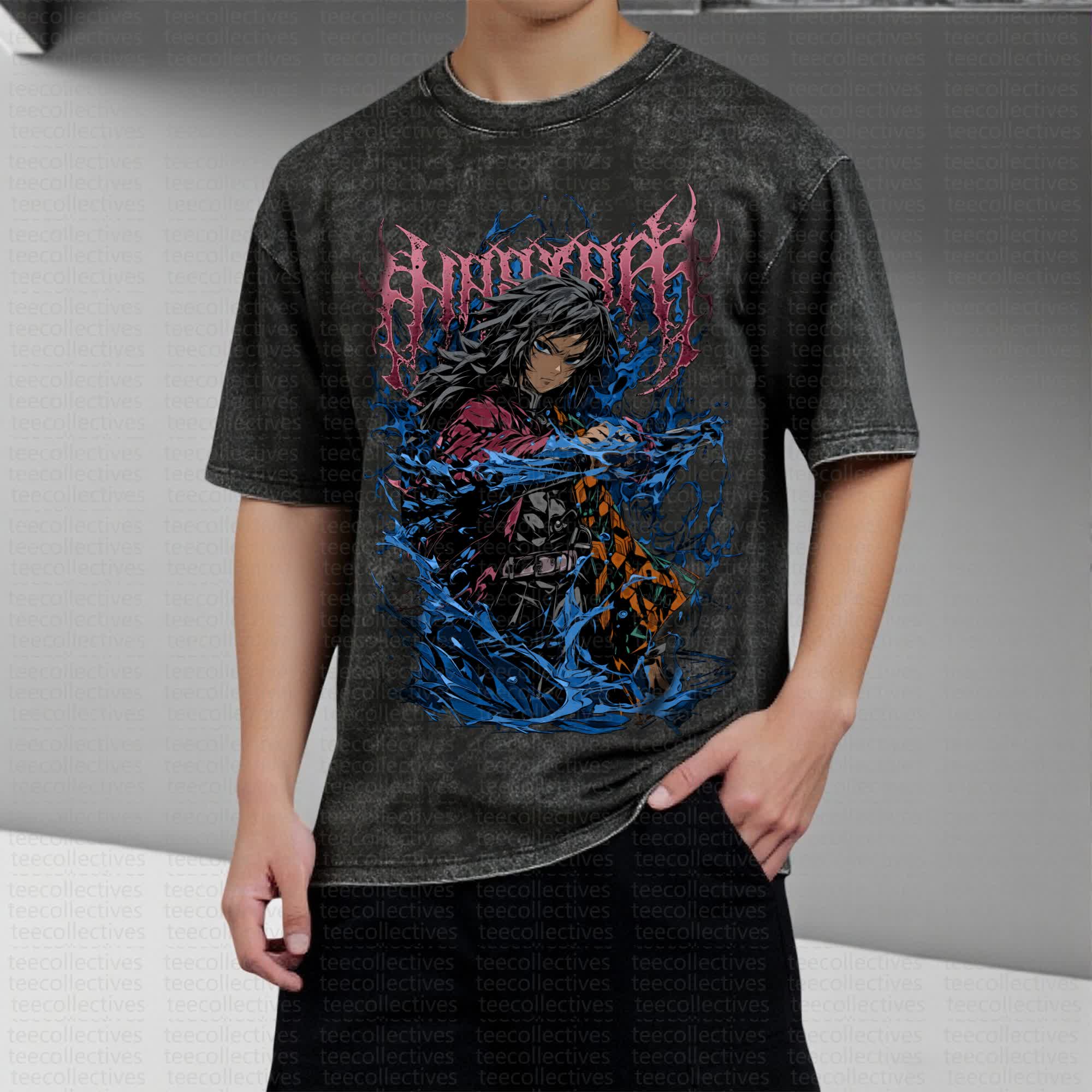 Unisex Anime Inspired Vintage Washed T-Shirt丨Demon Slayer