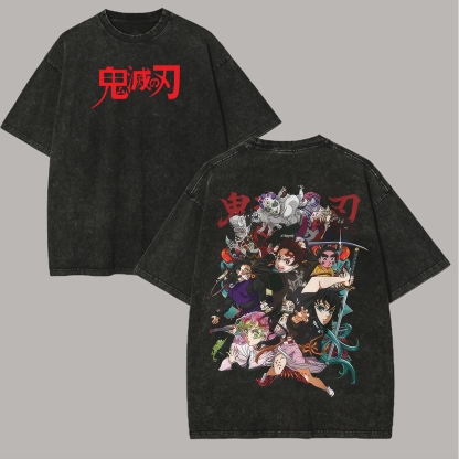 Demon Slayer Printed Unisex Washed 3D Direct Injection T-Shirt