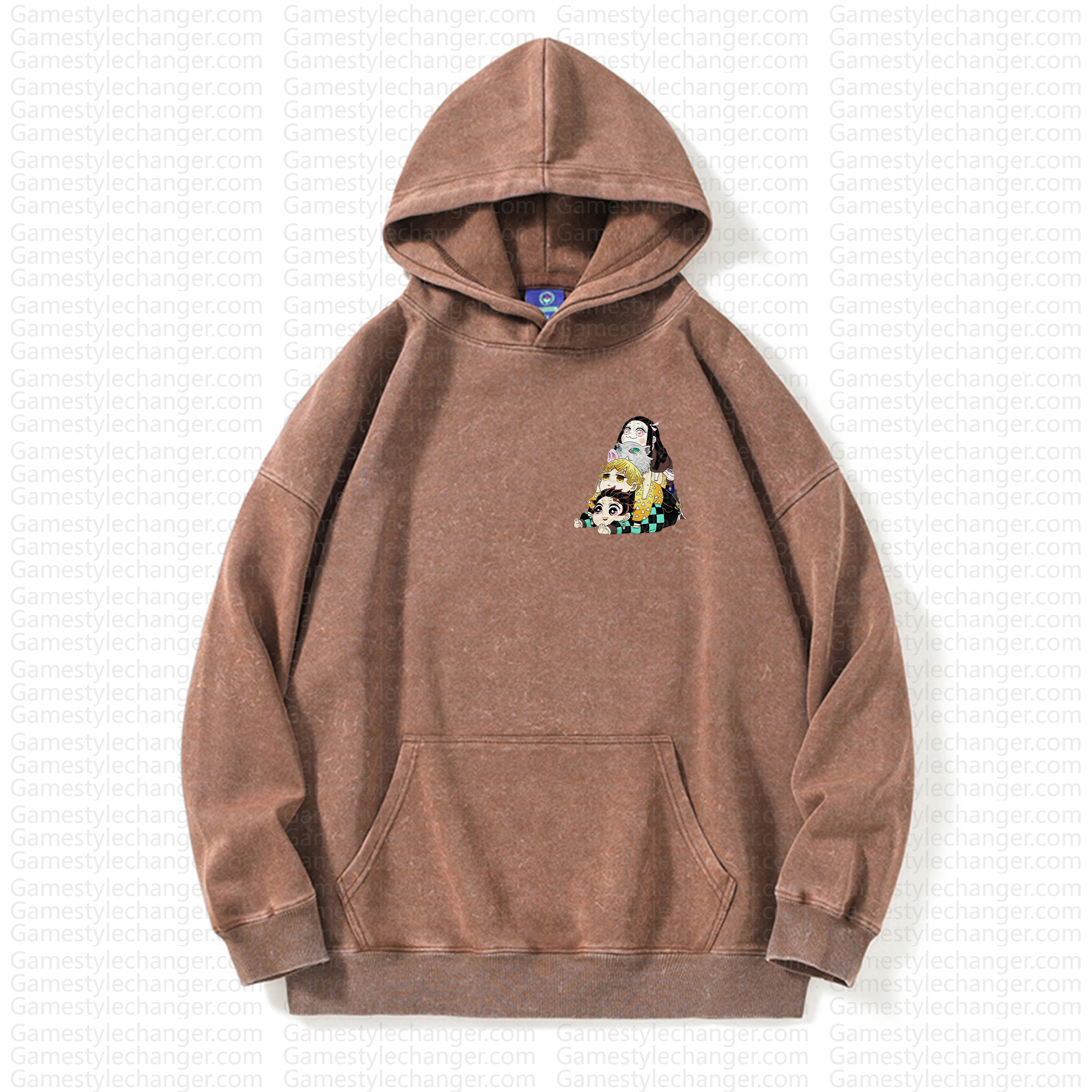 Unisex Anime Graphic Streetwear Vintage Washed Hoodie